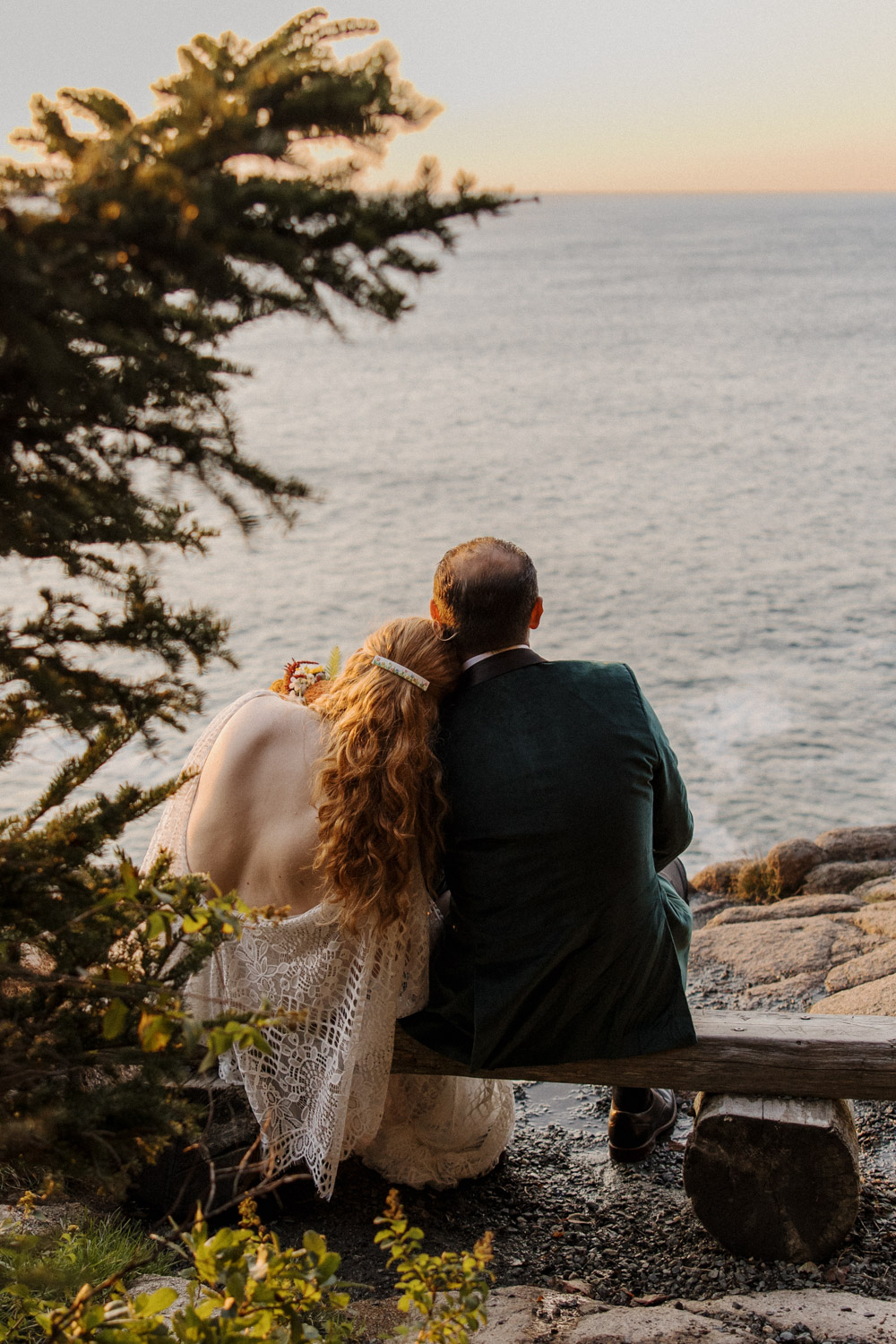 bride and groom are perfect example of how to elope on Ocean Road at Acadia national park! 
