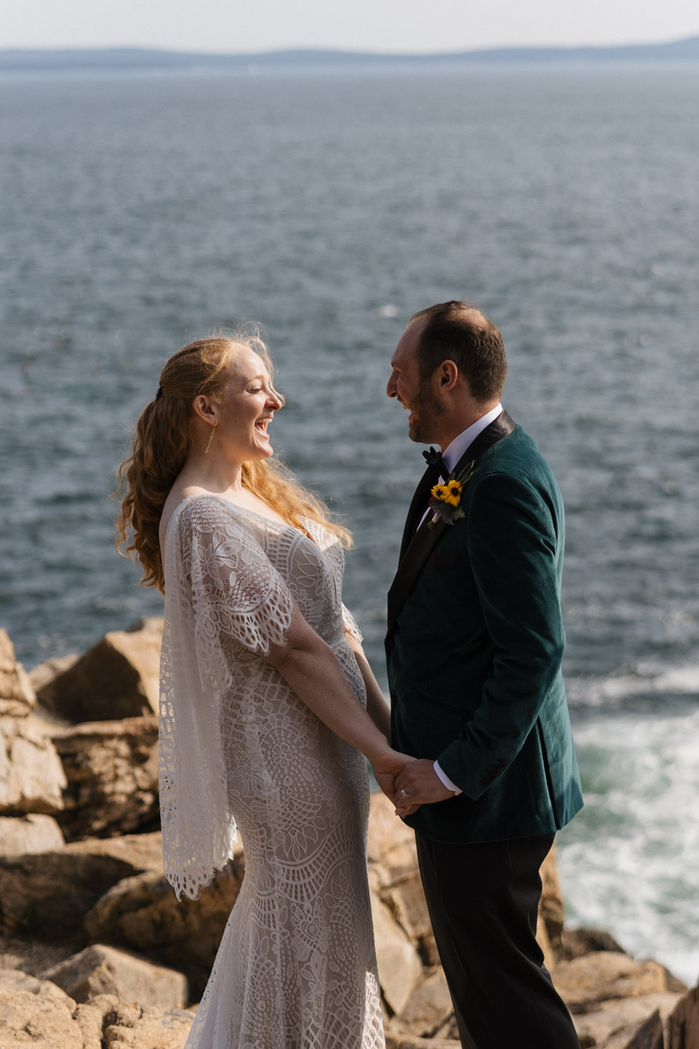 bride and groom make the most of eloping in Acadia national park