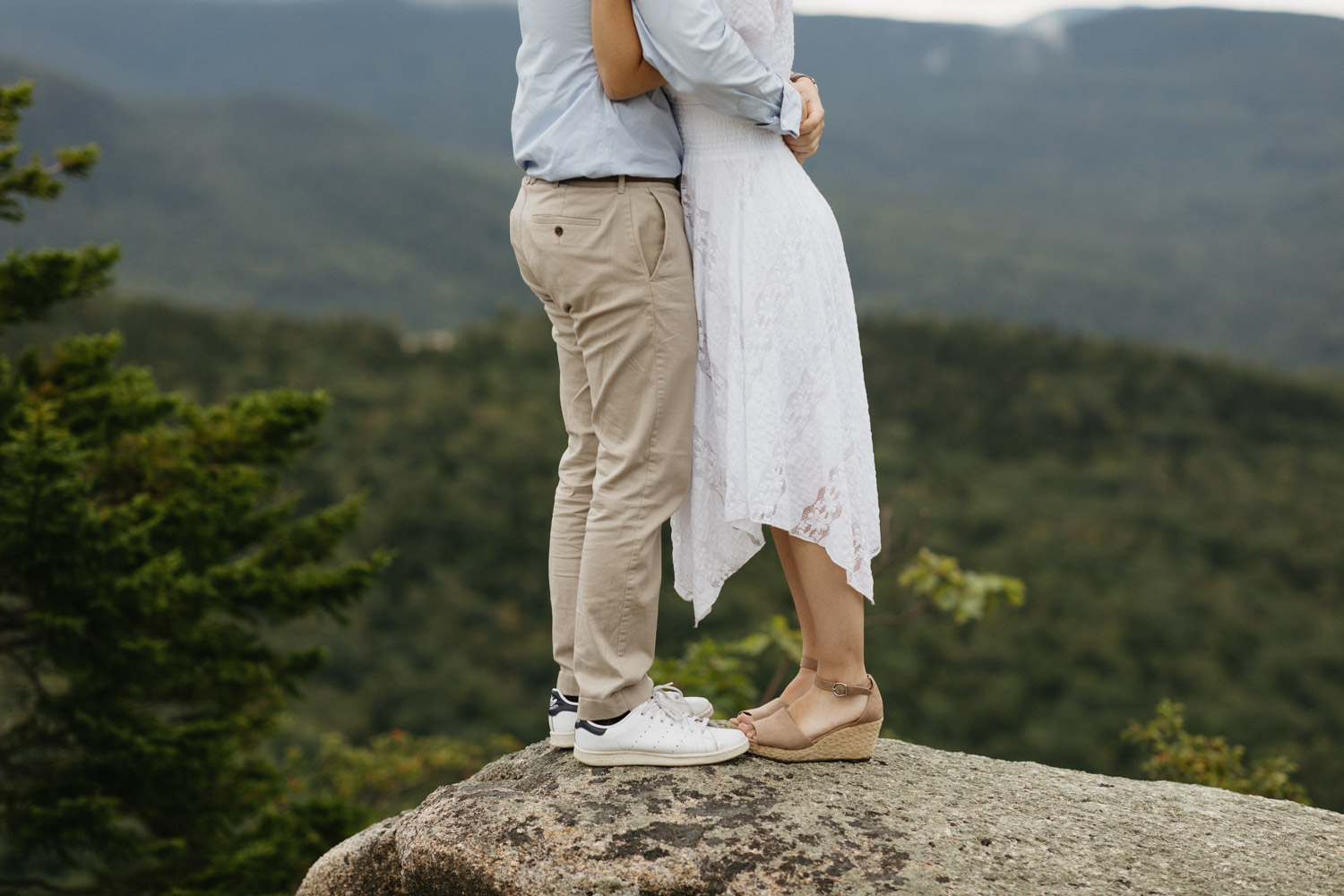 candid shot of the couple during their White mountain engagement photoshoot