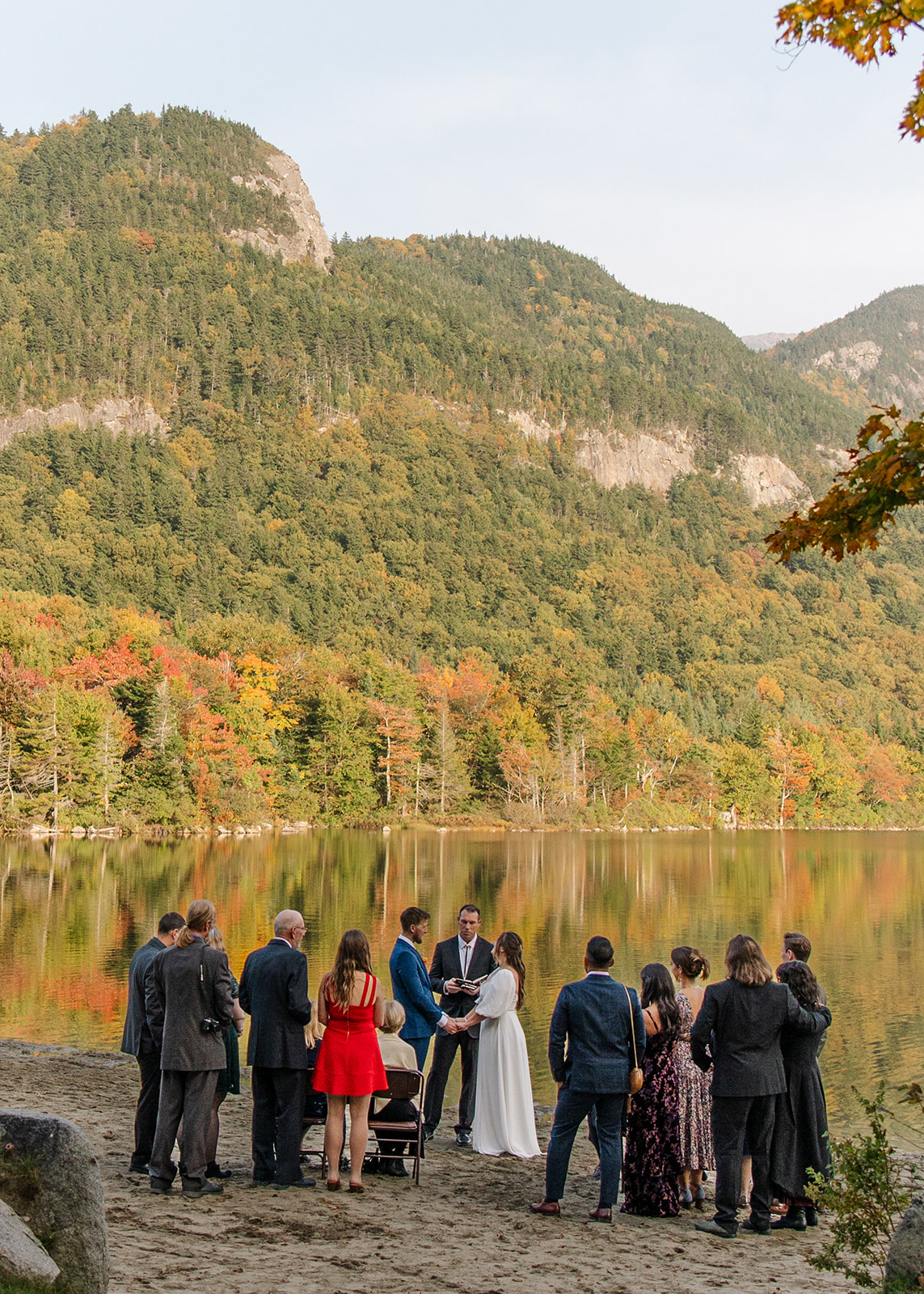 beautiful elopement ceremony takes place beside a New Hampshire lake