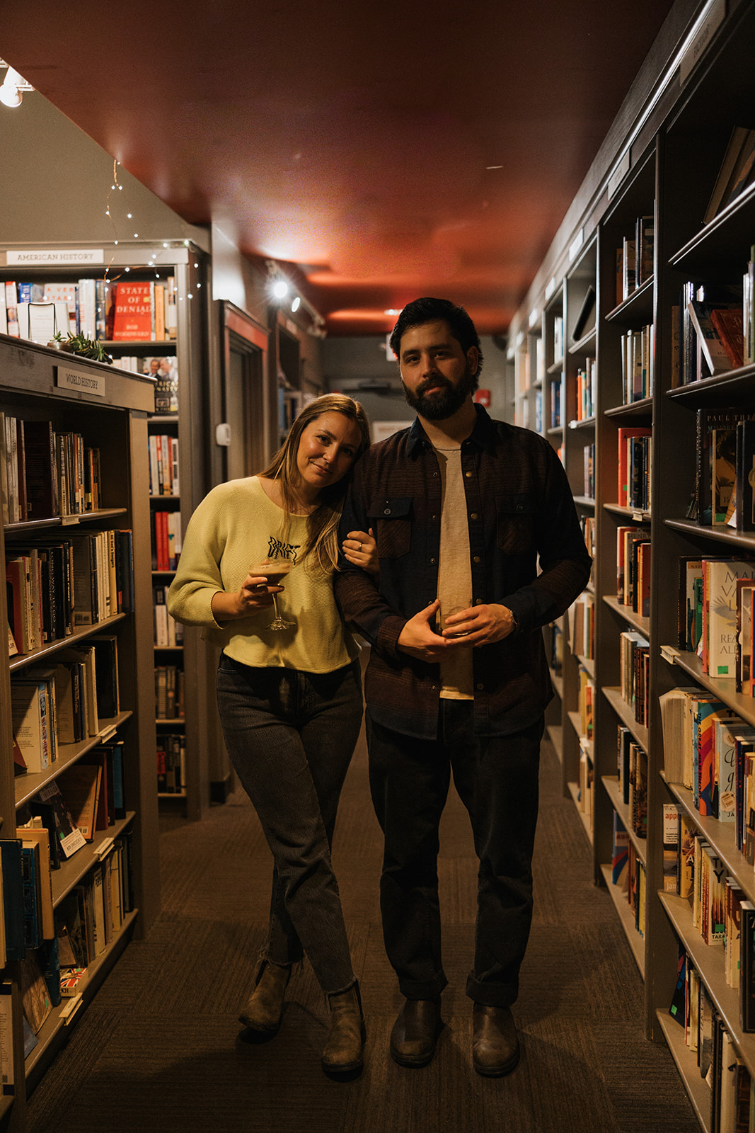 unique Portsmouth New Hampshire library engagement photos