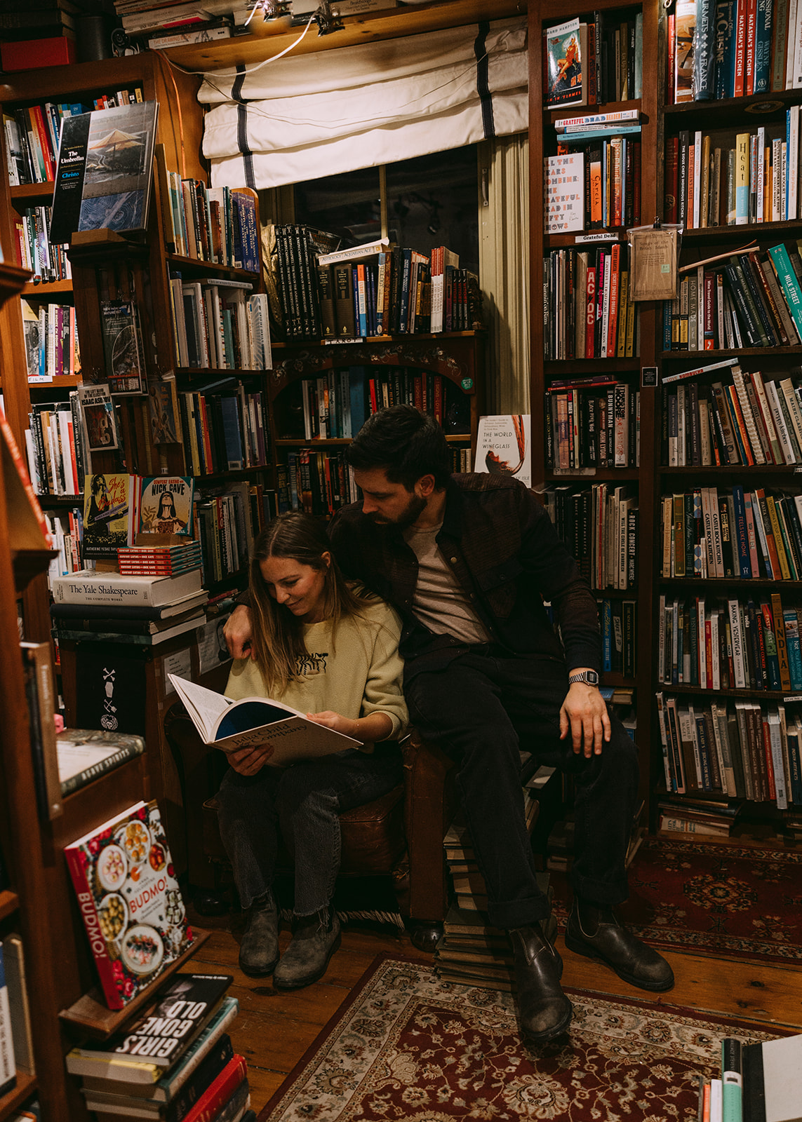 unique Portsmouth New Hampshire library engagement photos