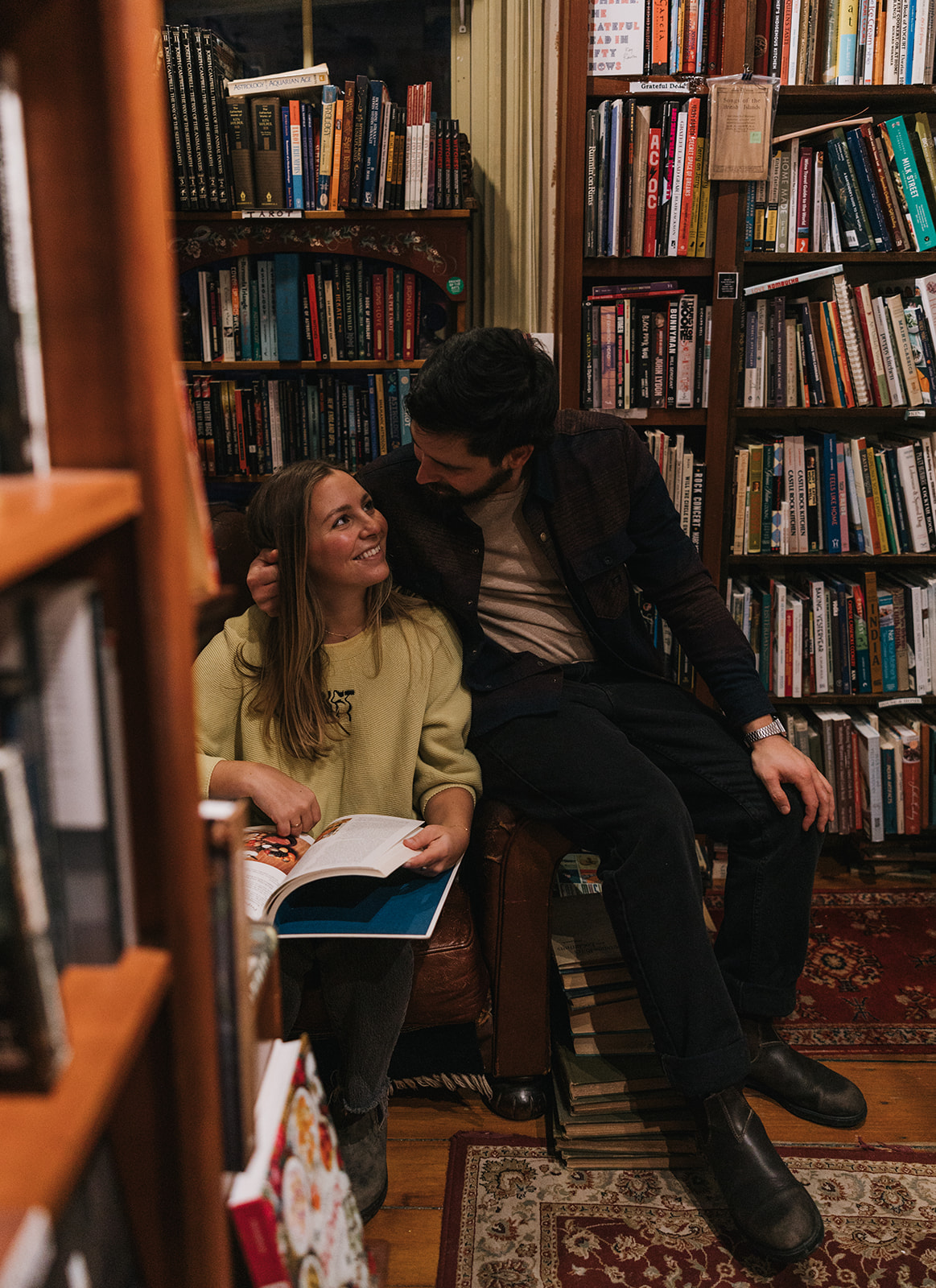 unique Portsmouth New Hampshire library engagement photos