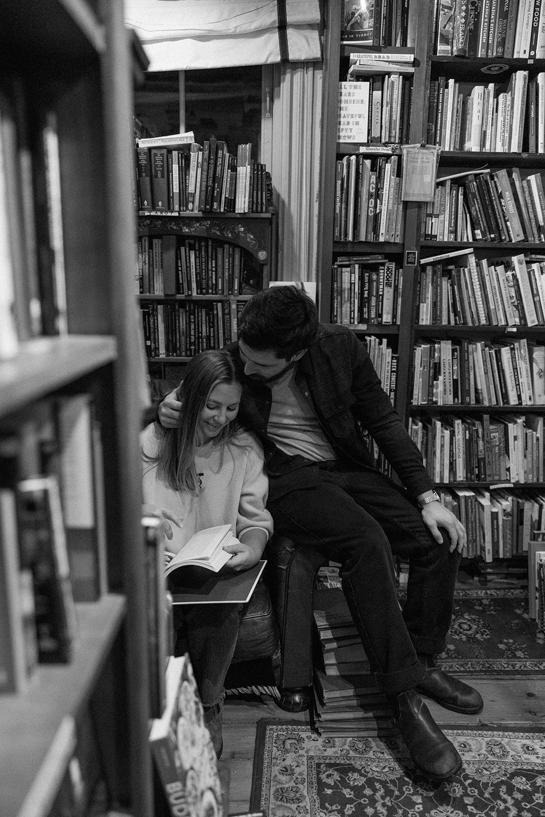 unique Portsmouth New Hampshire library engagement photos