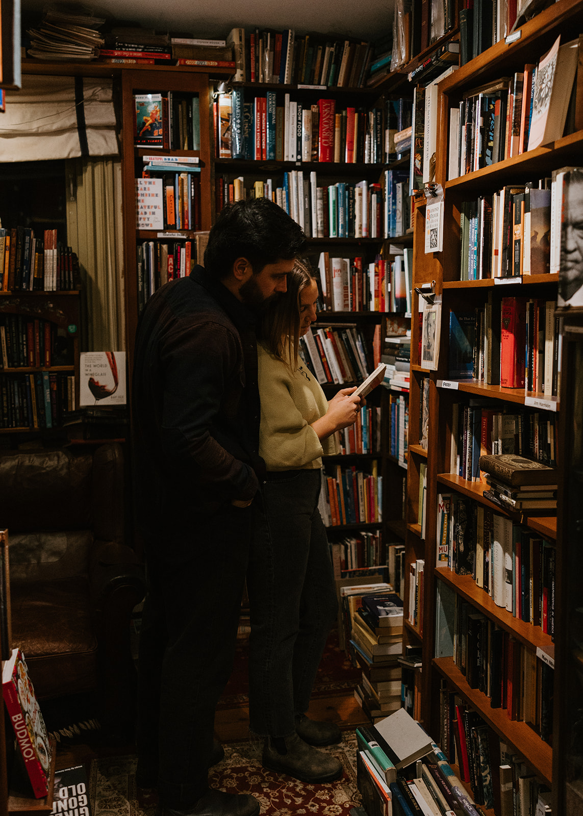 unique Portsmouth New Hampshire library engagement photos