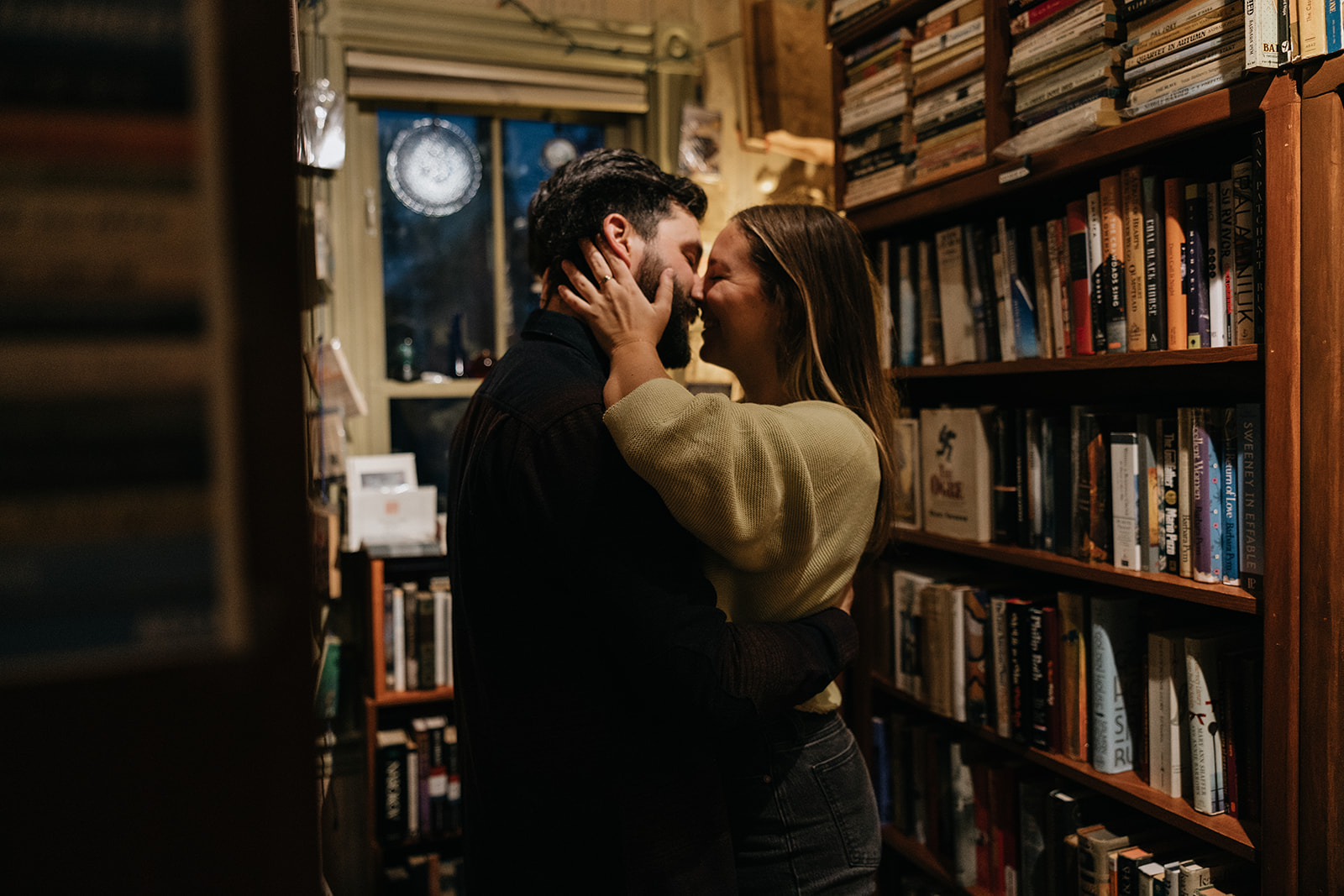 unique Portsmouth New Hampshire library engagement photos