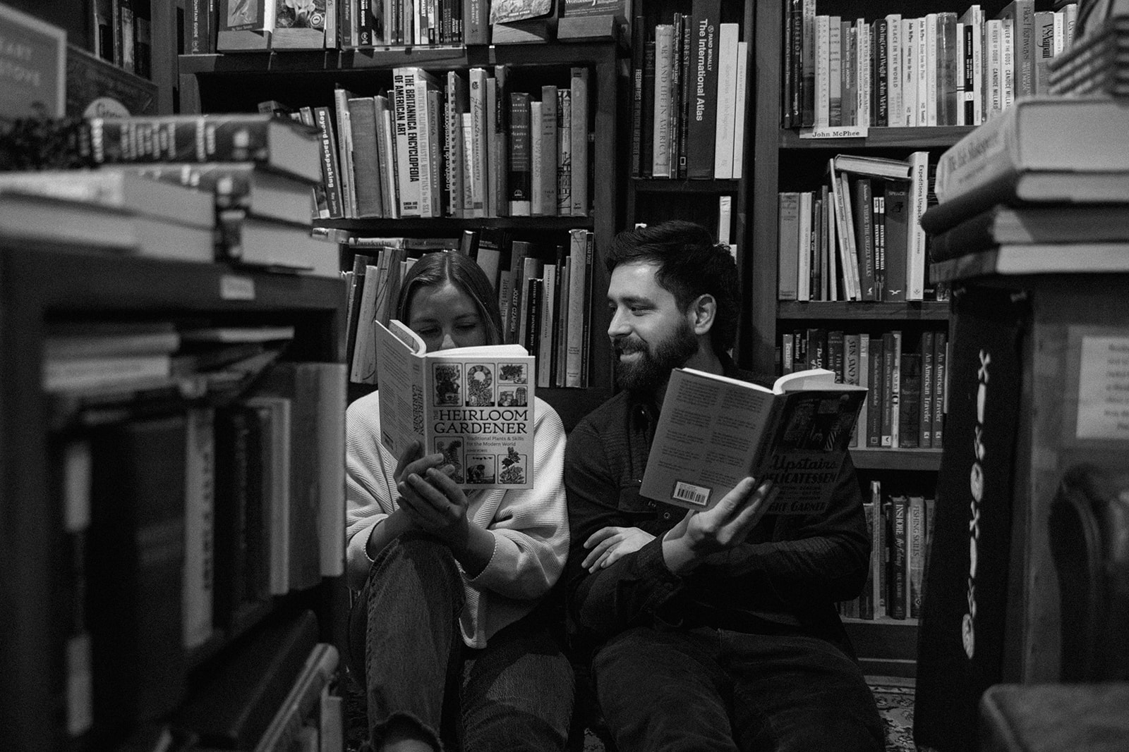 unique Portsmouth New Hampshire library engagement photos