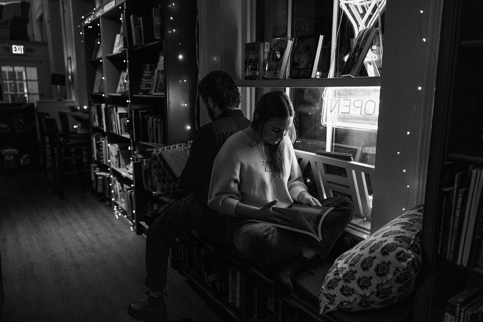 unique Portsmouth New Hampshire library engagement photos