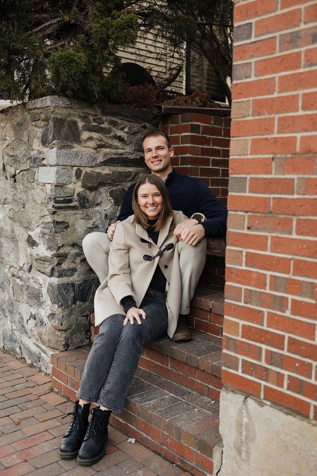 stunning couple pose on steps