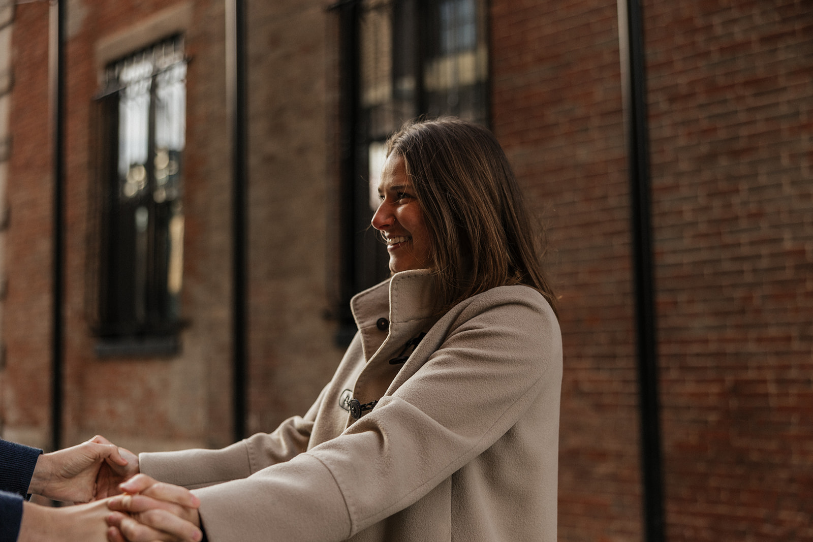 beautiful couple pose in a New Hampshire town