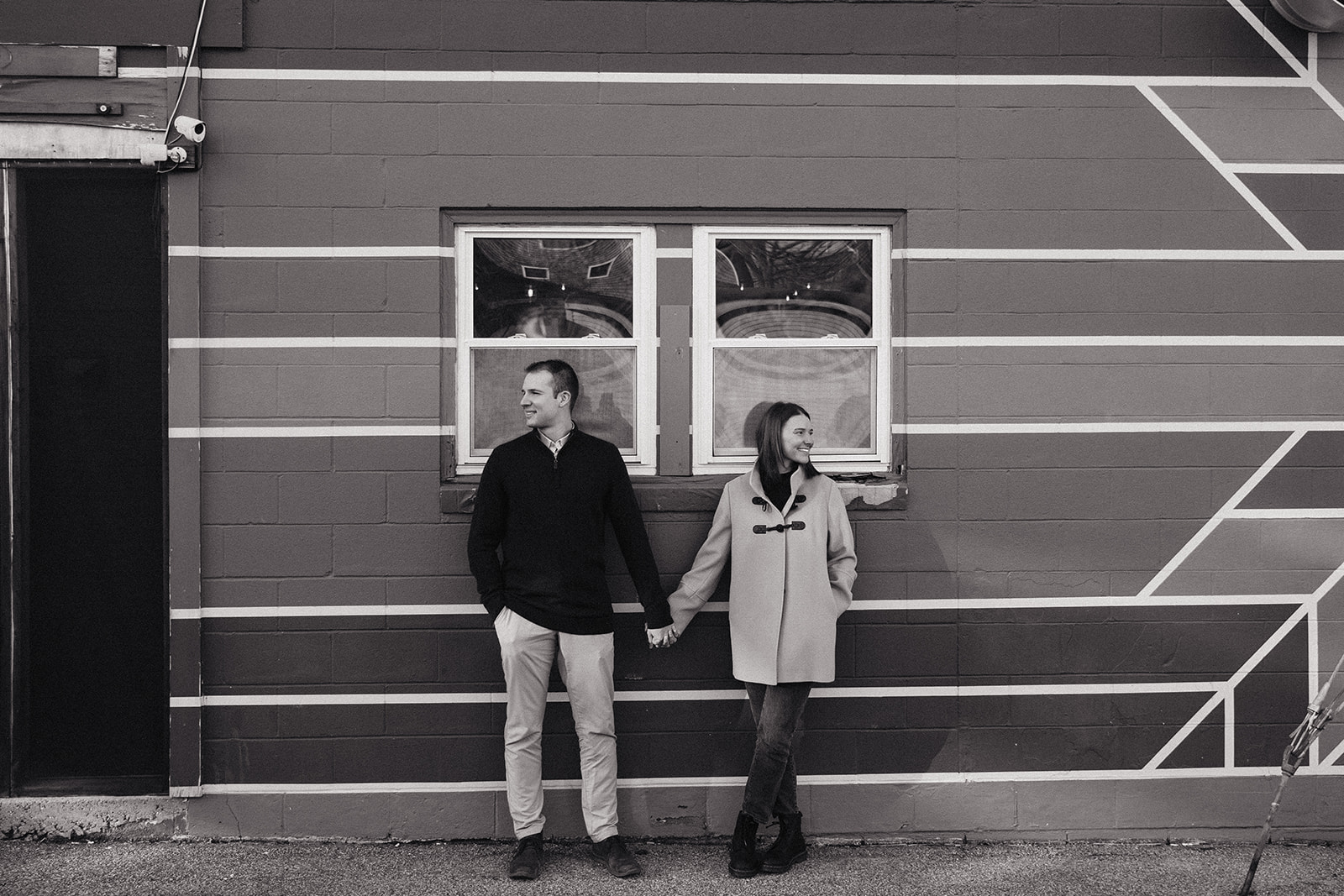 beautiful couple pose in a New Hampshire town