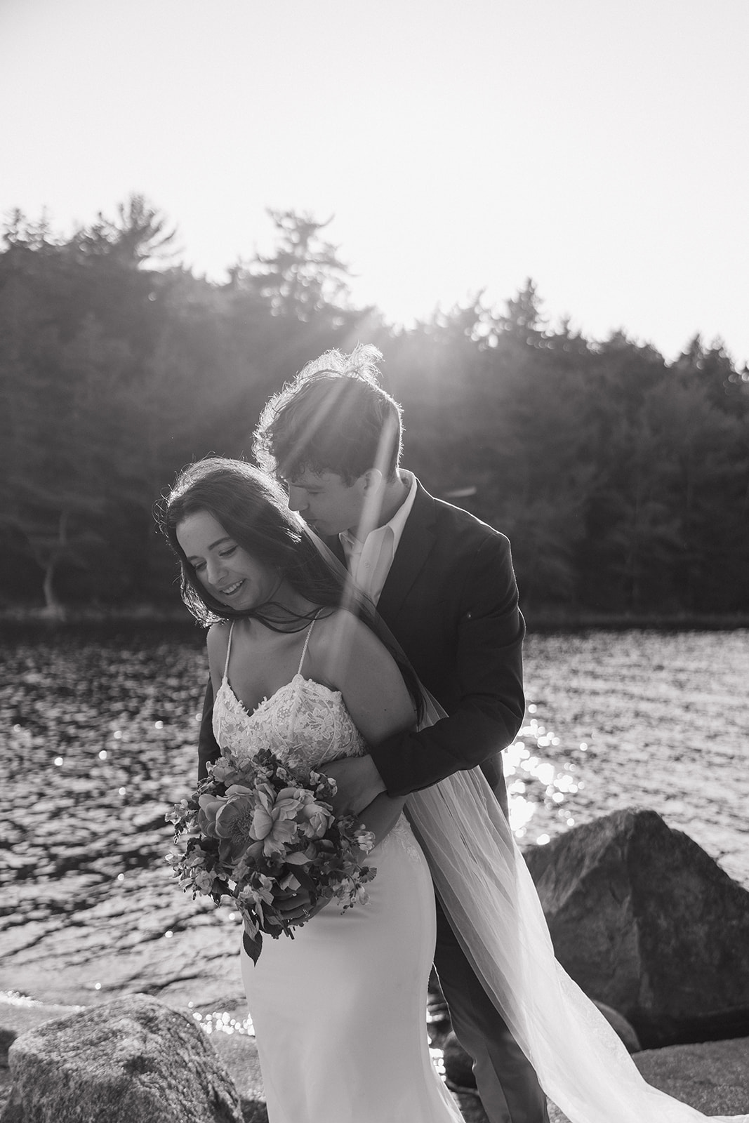 stunning couple pose together during their stunning elopement in nature