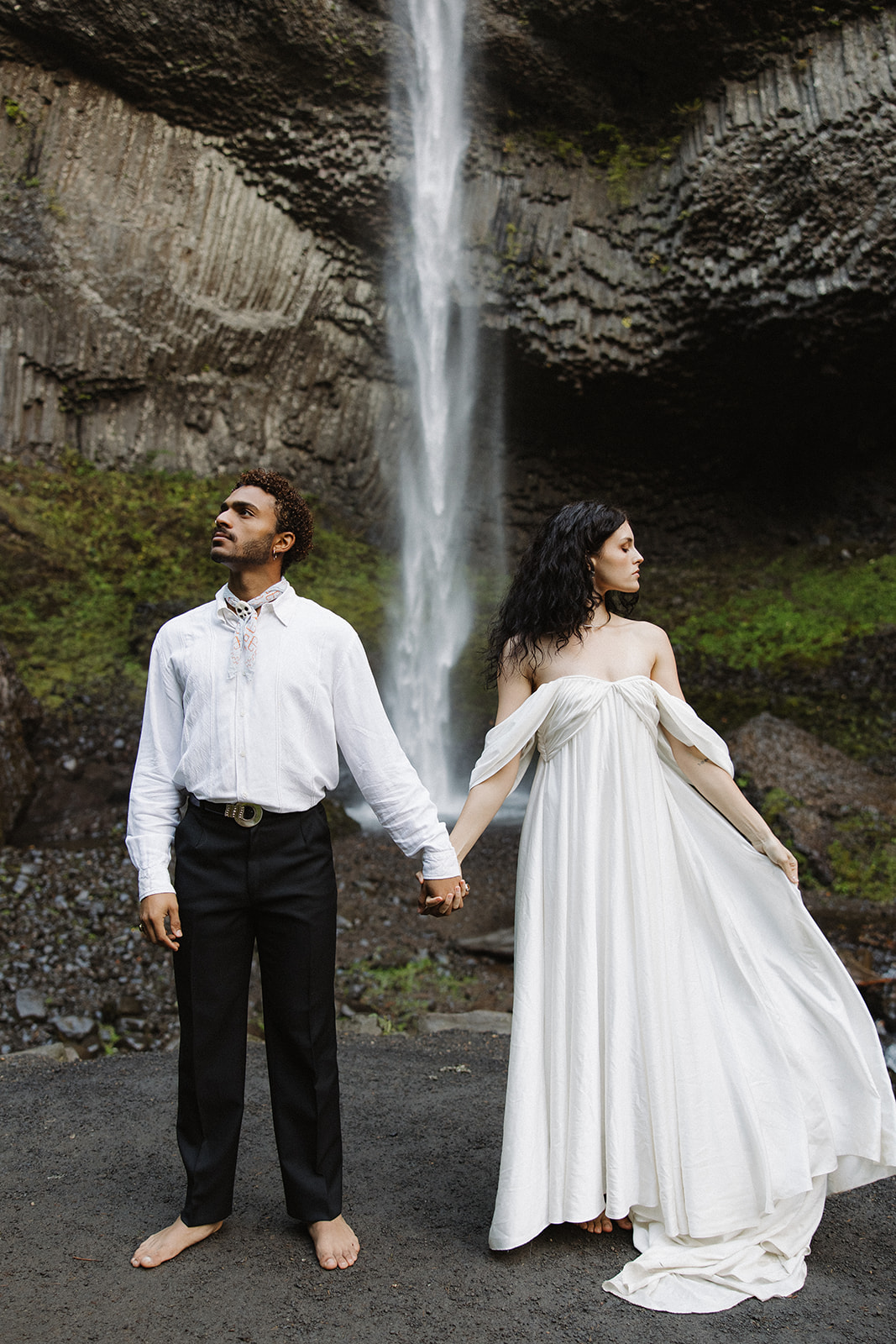 stunning couple pose together during their stunning elopement in nature