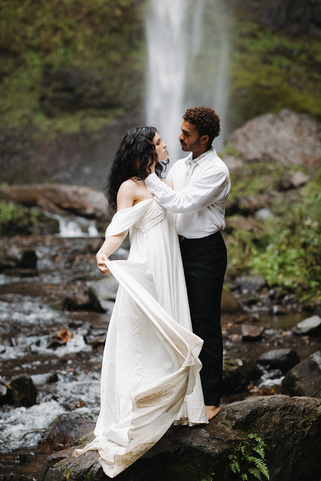 stunning couple pose together during their stunning elopement in nature