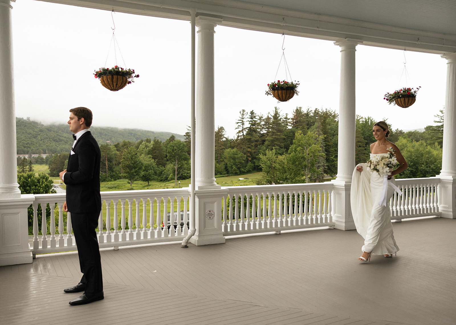 candid first look photos from a rainy New Hampshire wedding day