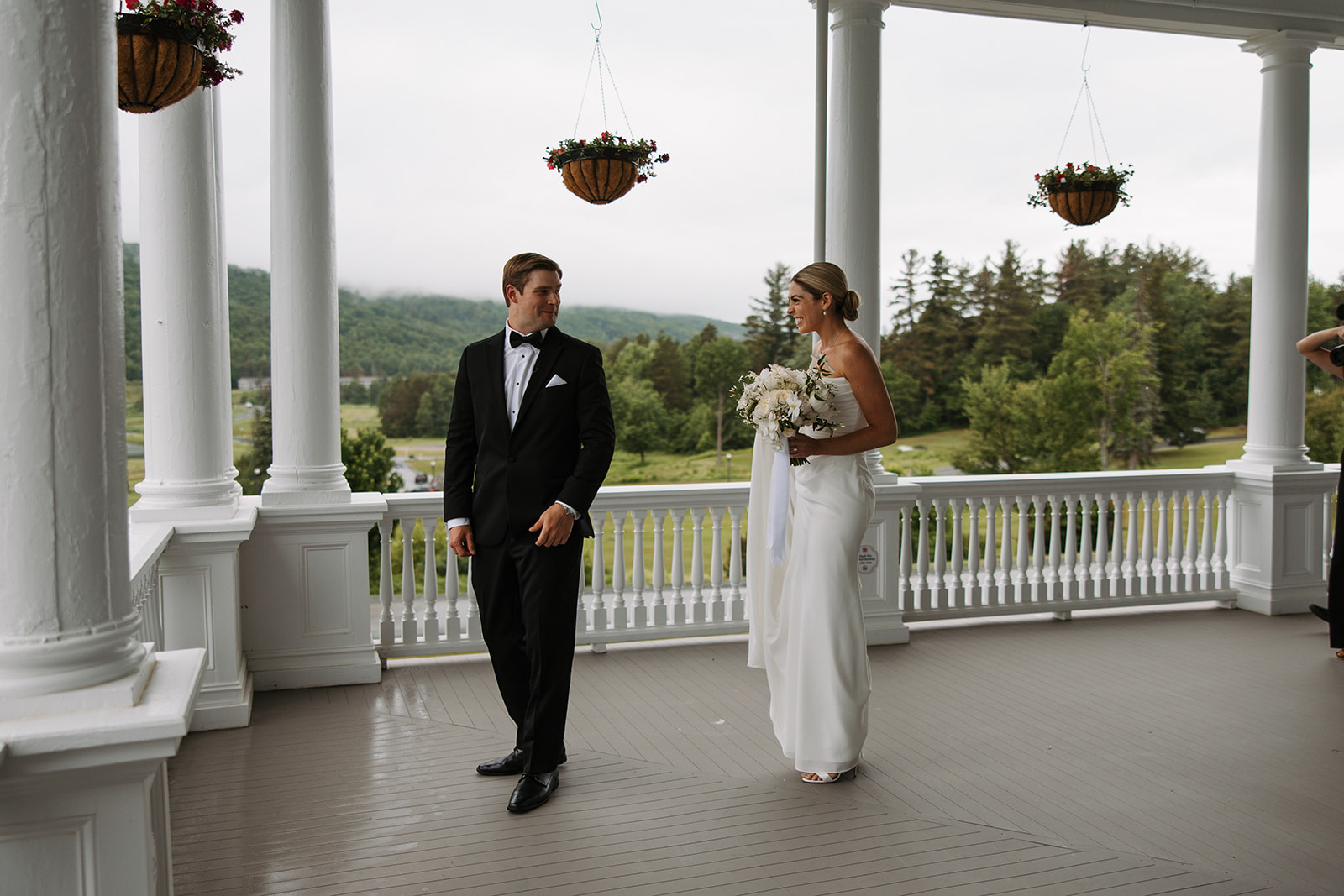 candid first look photos from a rainy New Hampshire wedding day