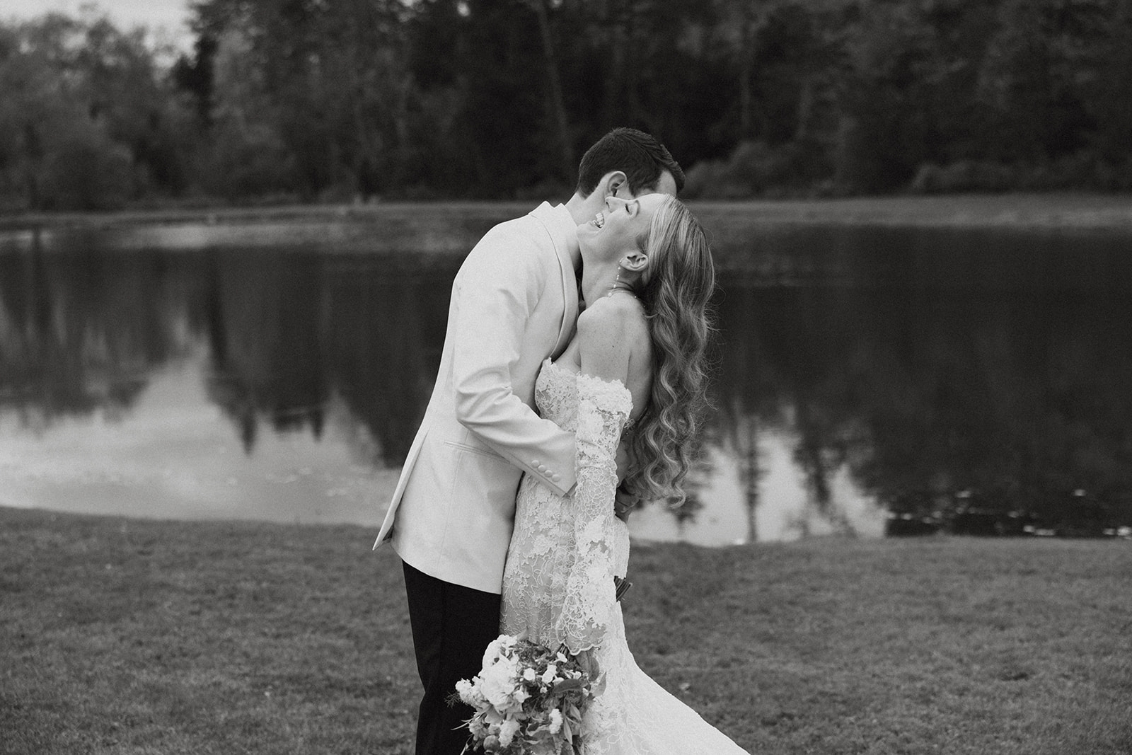 bride and groom pose together before their dreamy Vermont wedding day