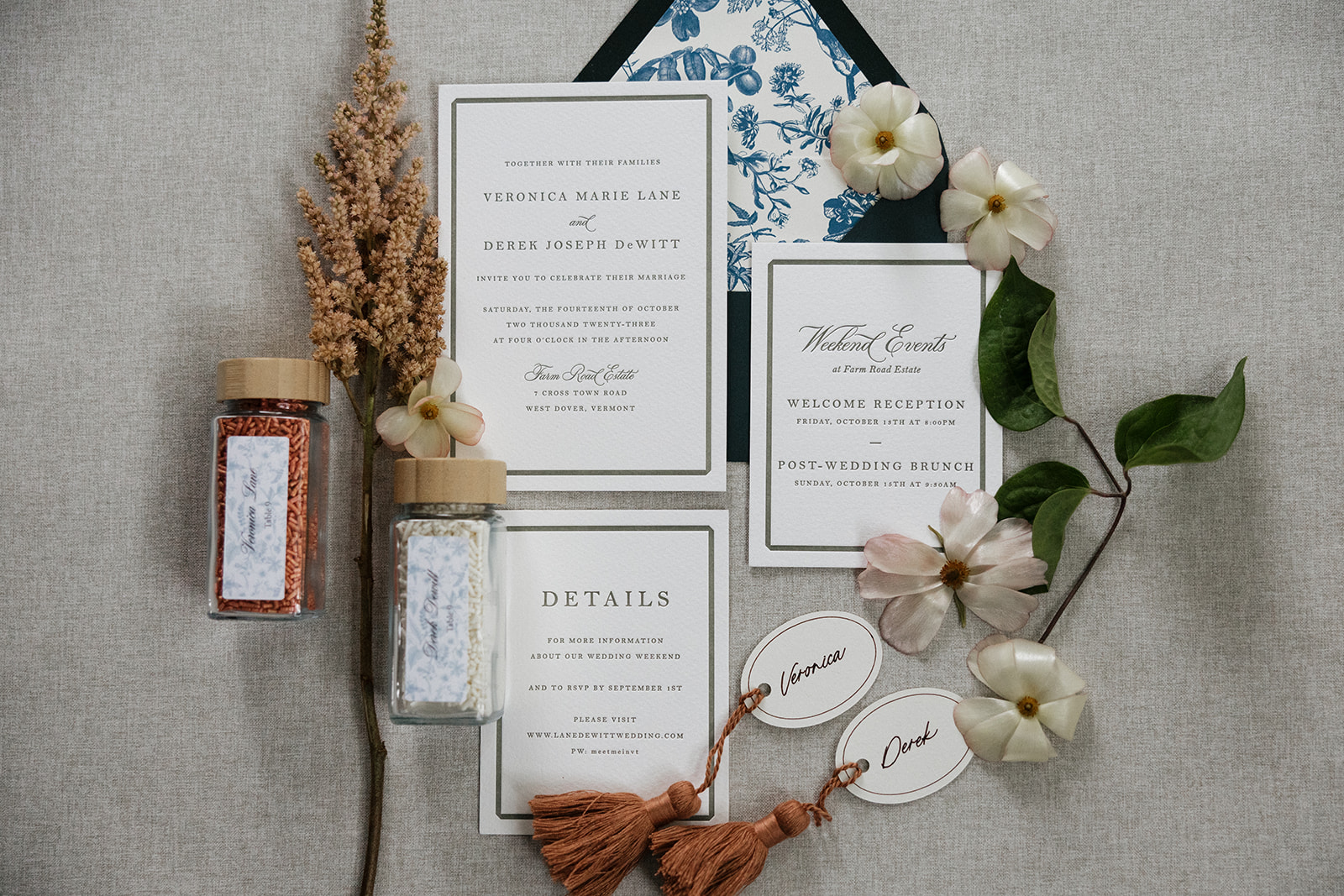 elegant details of a Vermont wedding day