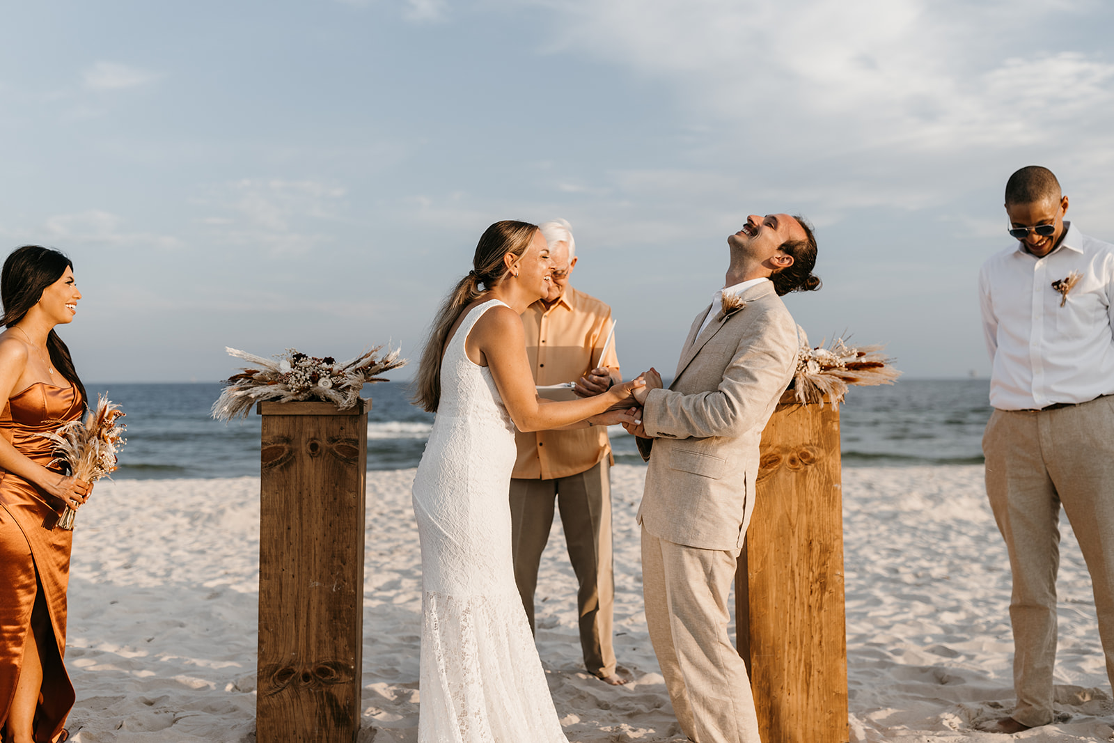 beautiful bride and groom pose together