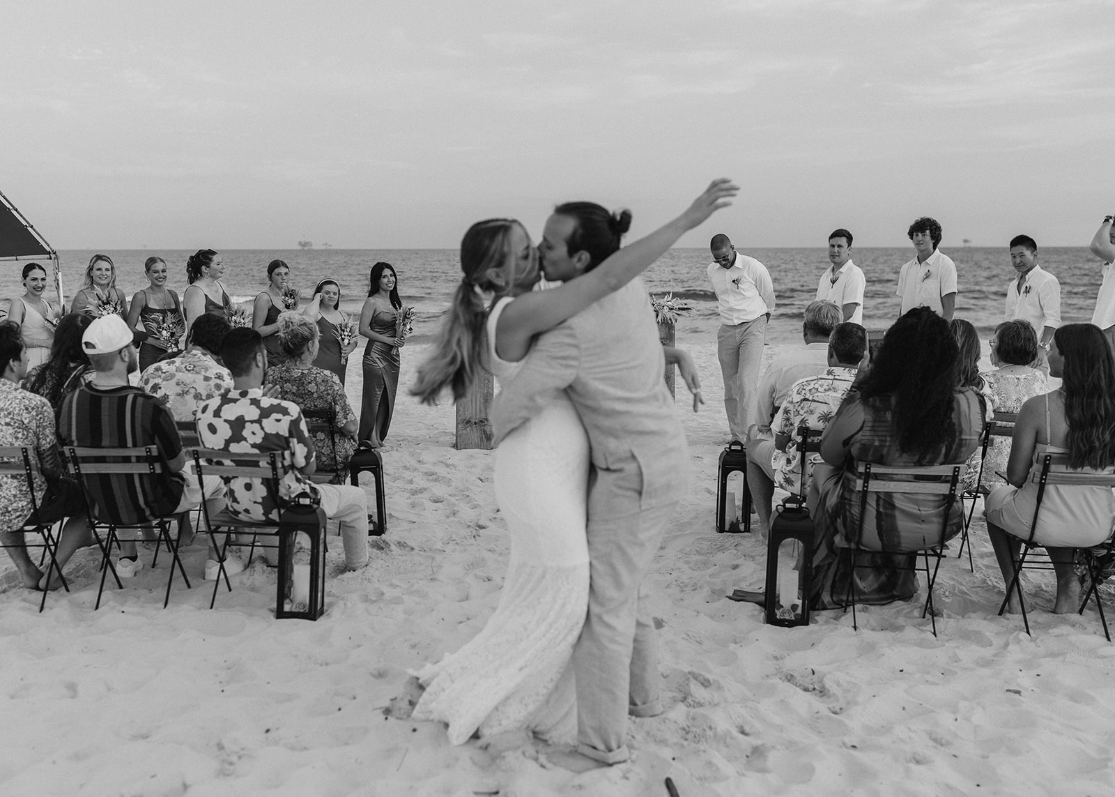 beautiful bride and groom pose together