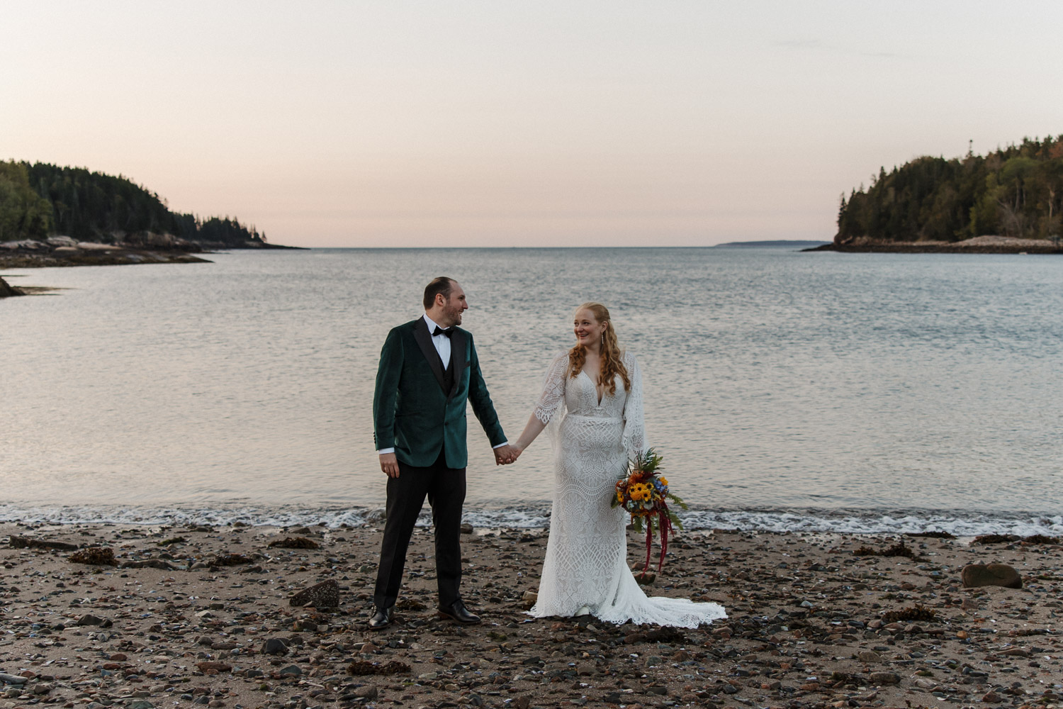 beautiful bride and groom pose together