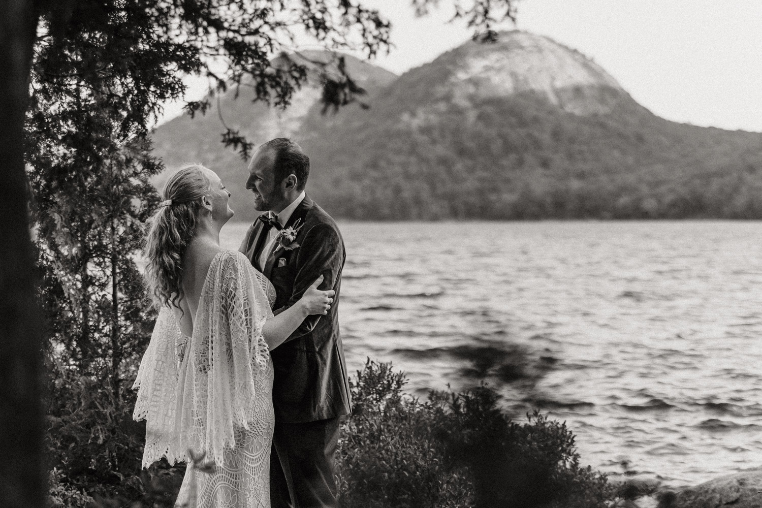 beautiful bride and groom pose together