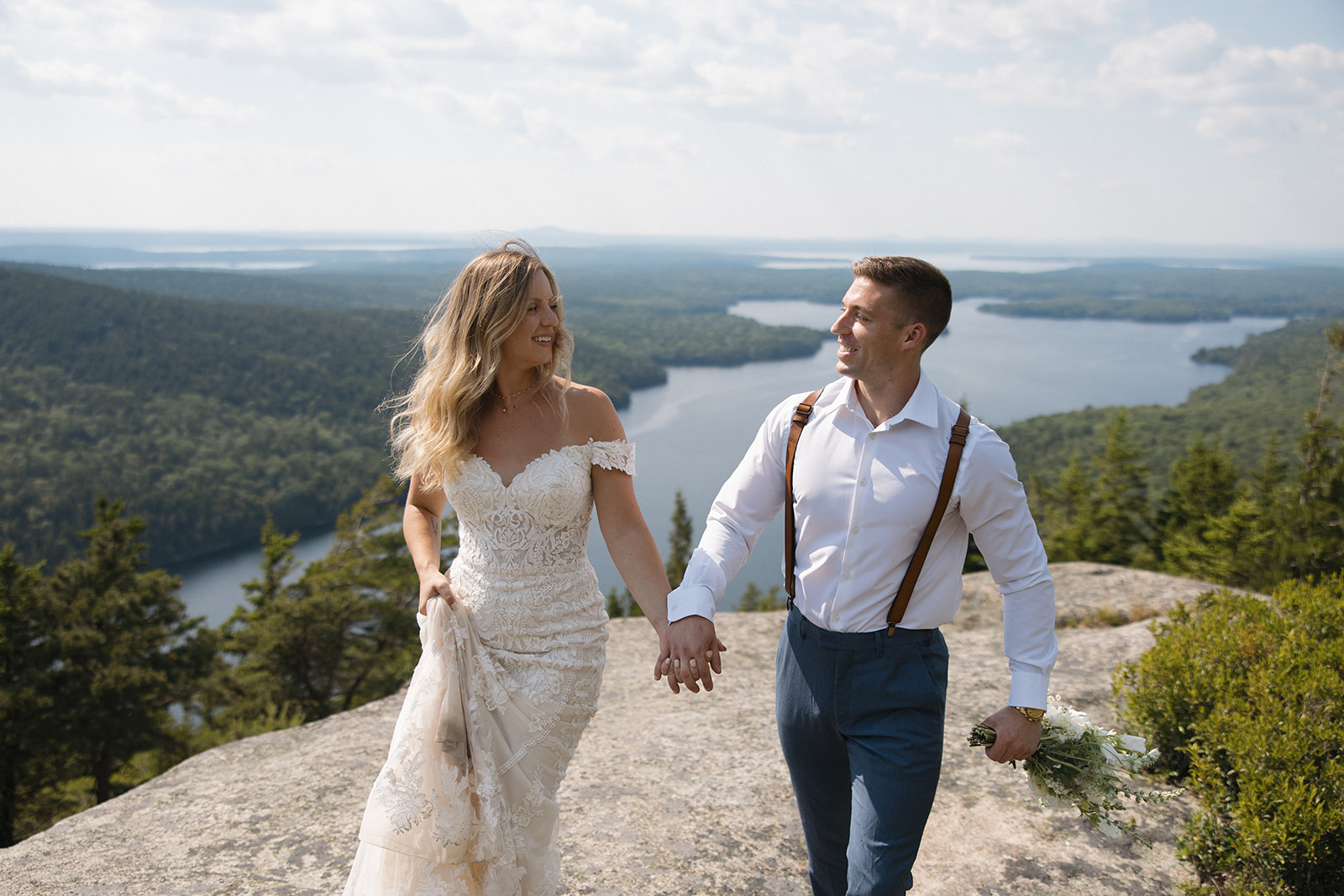 beautiful bride and groom pose together