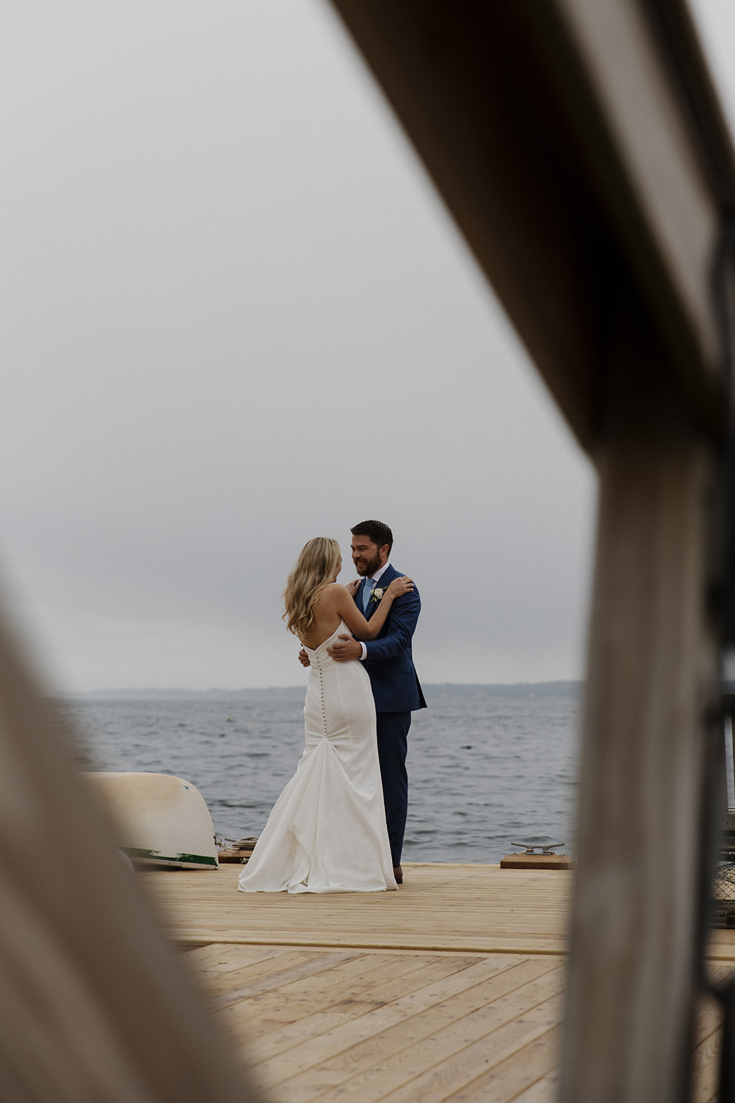 beautiful bride and groom pose together