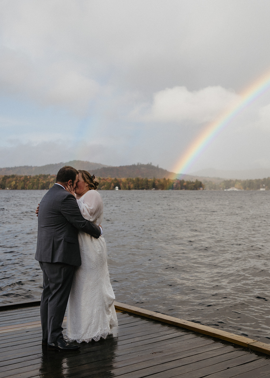 beautiful bride and groom pose together