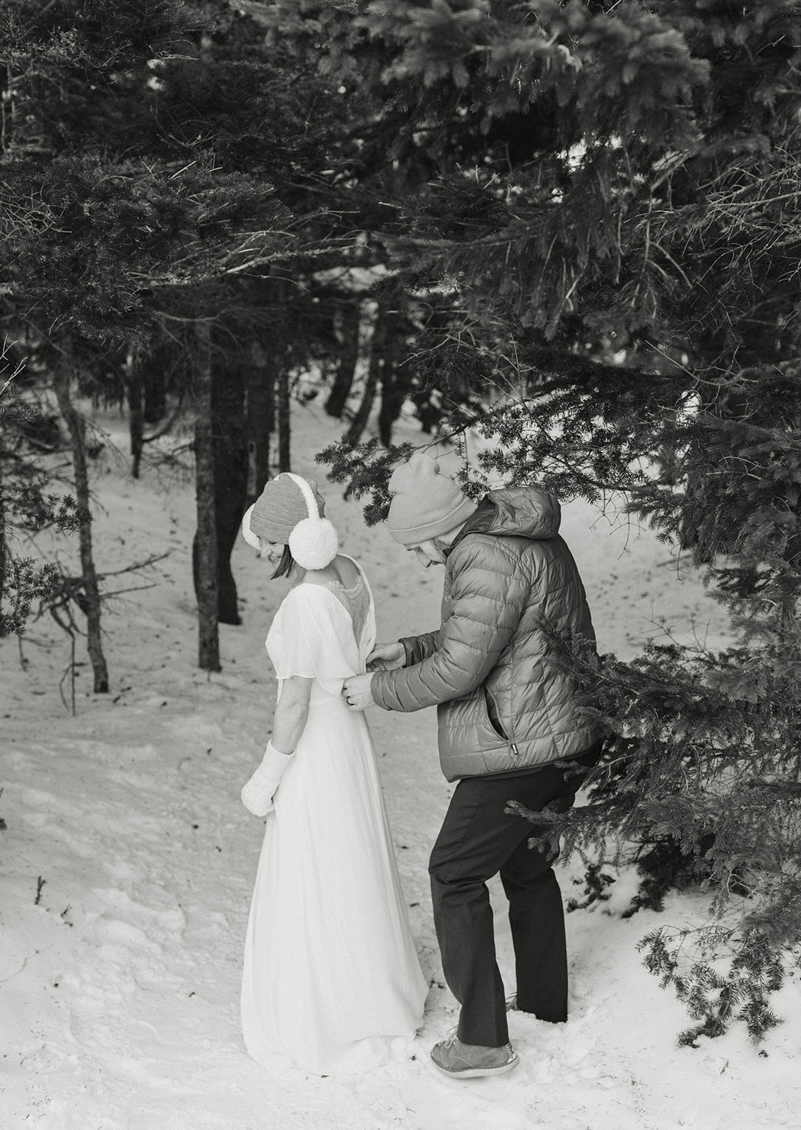 stunning couple pose together during their New Hampshire elopement at Mt. Willard