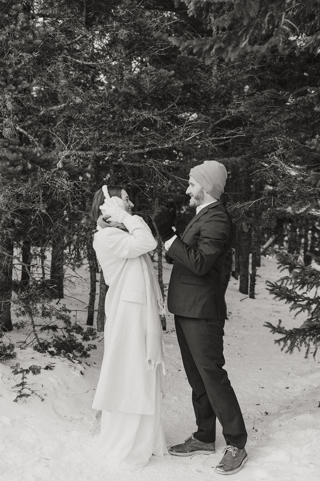 stunning couple pose together during their New Hampshire elopement at Mt. Willard