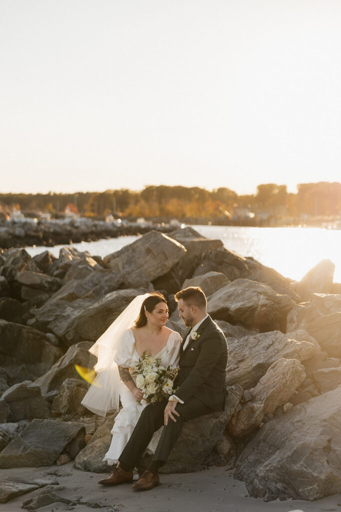 Sunset bridal pictures at Rye, NH