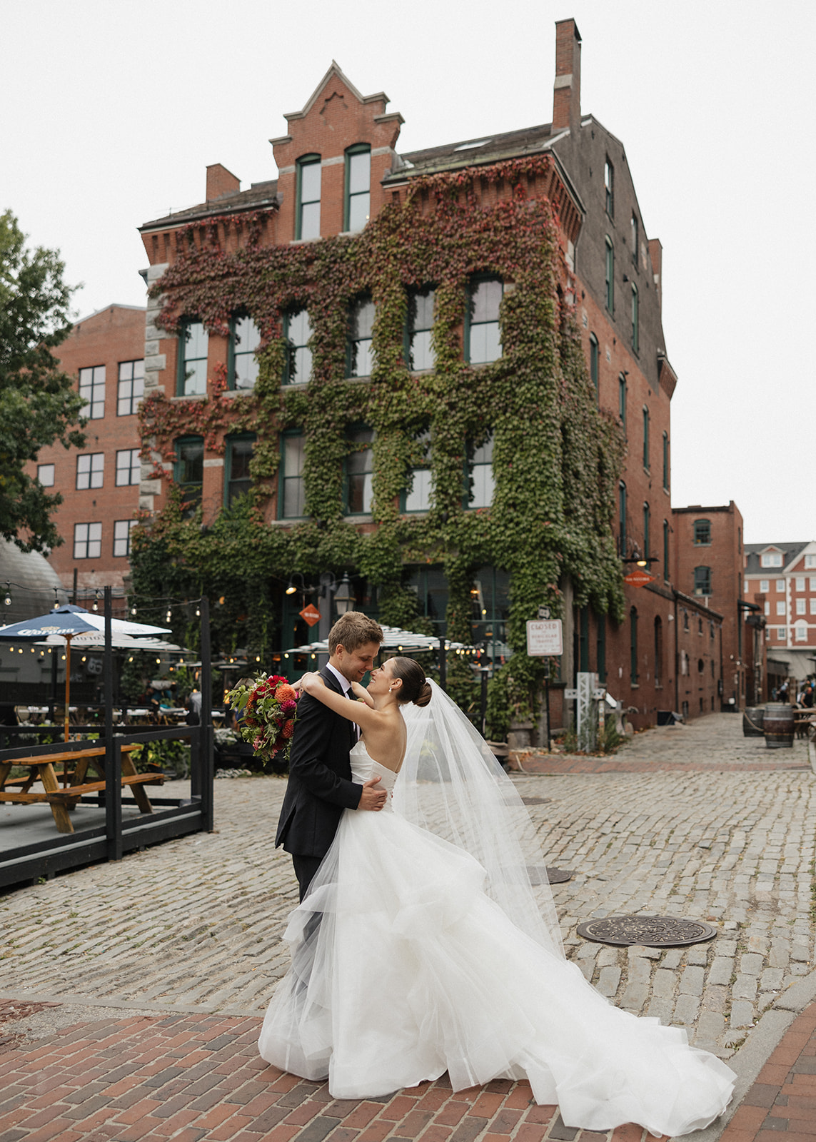bride and groom share intimate moments during their Portland Maine elopement
