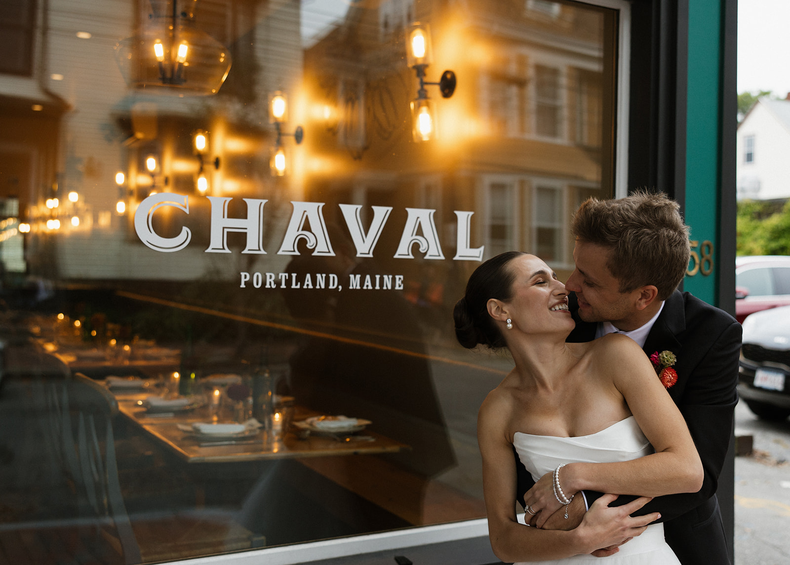 bride and groom share intimate moments during their Portland Maine elopement
