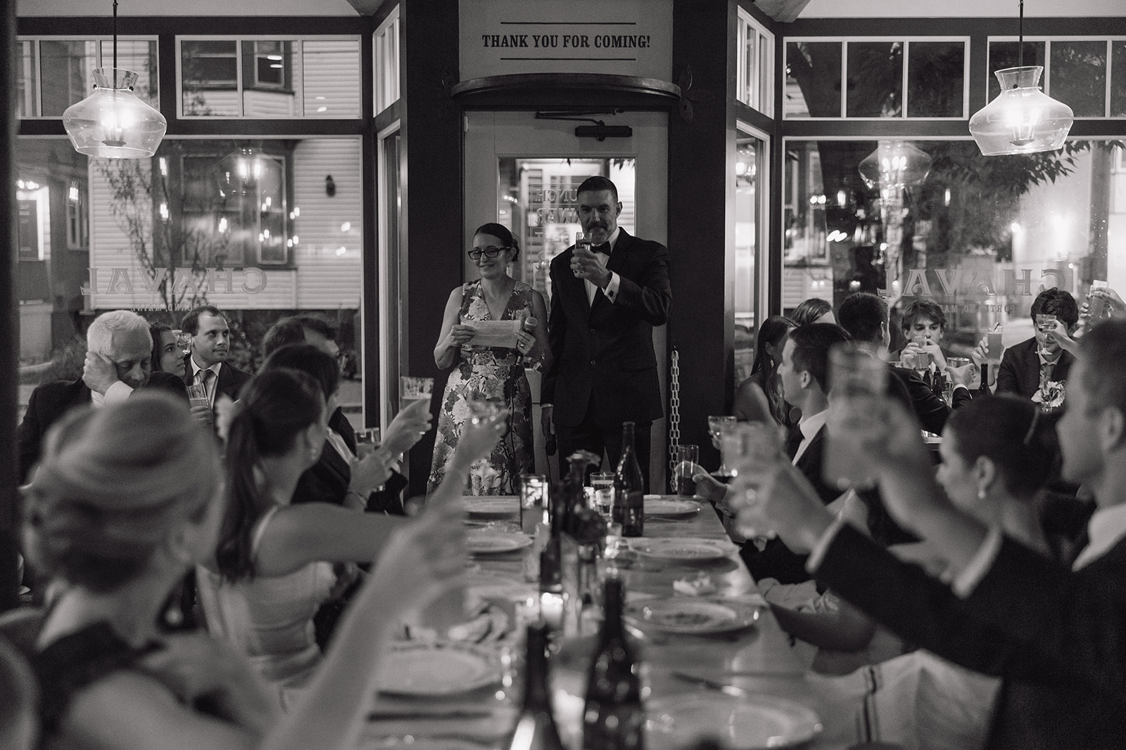 beautiful documentary style wedding reception photo at Chaval in Portland, ME