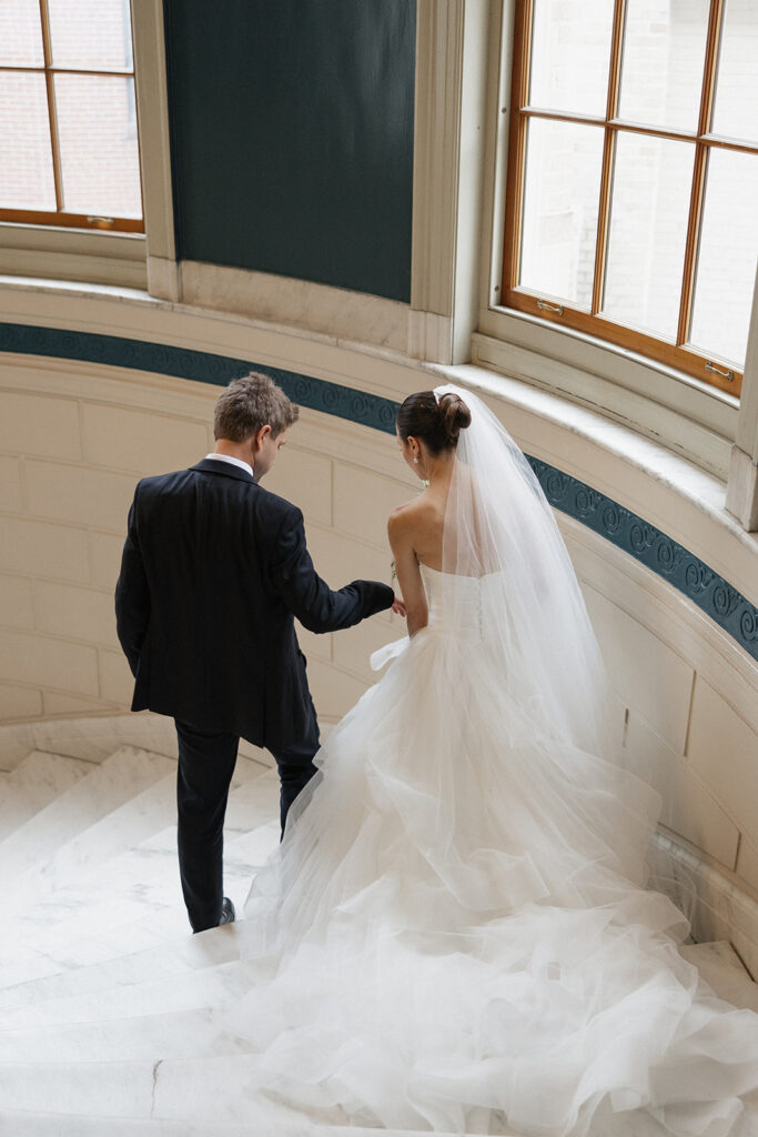 Beautiful couple at Portland Maine Courthouse after their vow ceremony