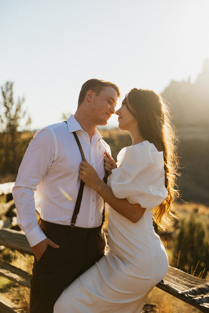 stunning bride and groom in golden hour light 