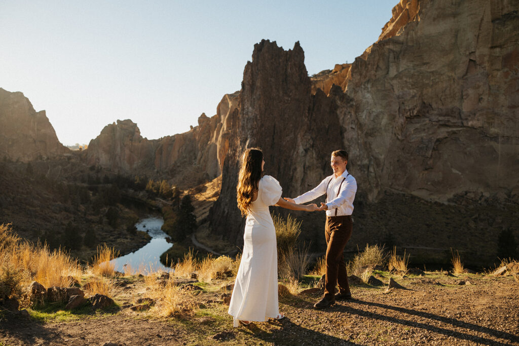 stunning bride and groom in golden hour light 