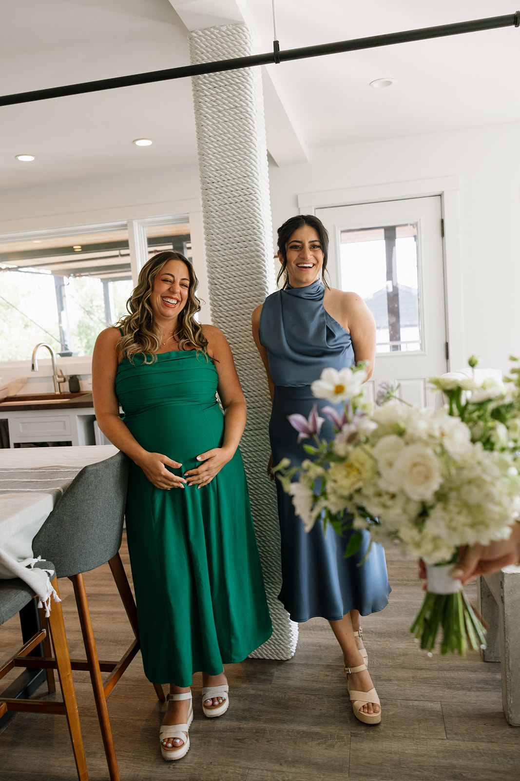 bridesmaids pose together during the wedding getting ready photos