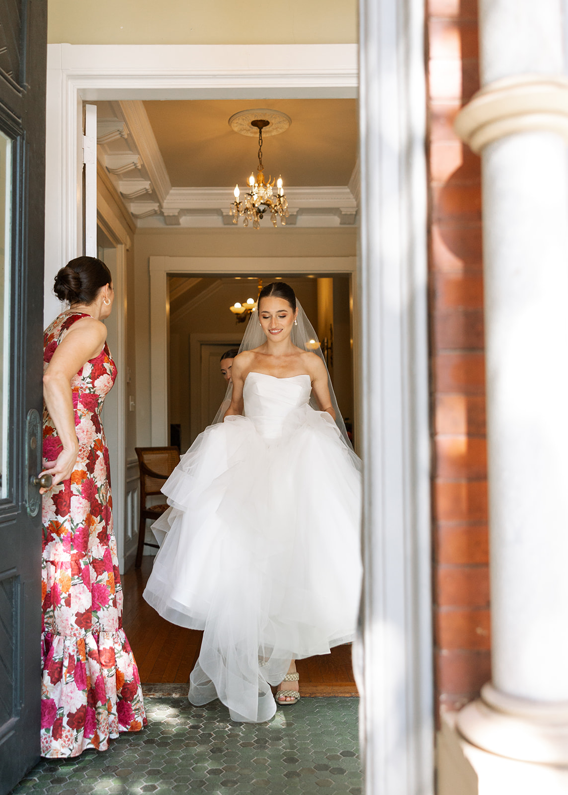 beautiful bride preps for stunning wedding day during her wedding getting ready photos