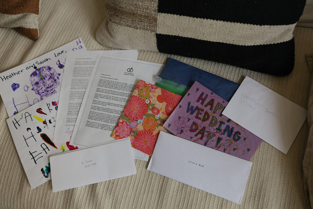 love letters from friends and family before a beautiful wedding day