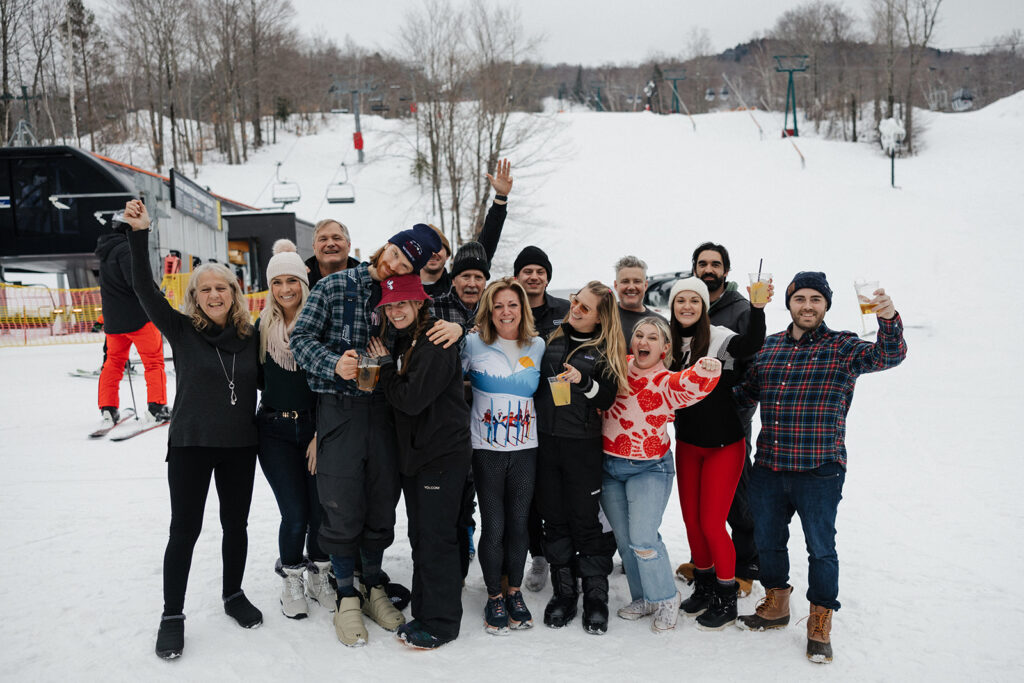documentary style engagement photos from a stunning ski proposal