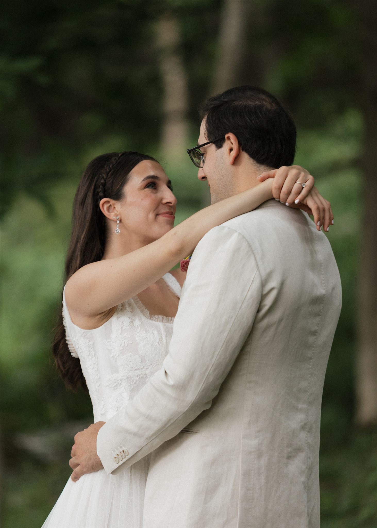 intimate moment between the bride and groom as they prepare for their Taconic Ridge wedding day