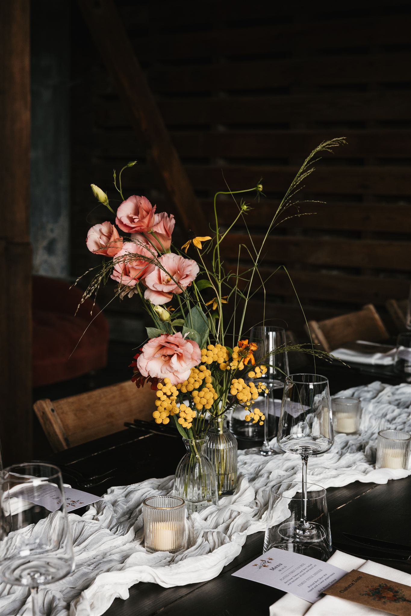 stunning reception centerpiece at Taconic Ridge Wedding Venue