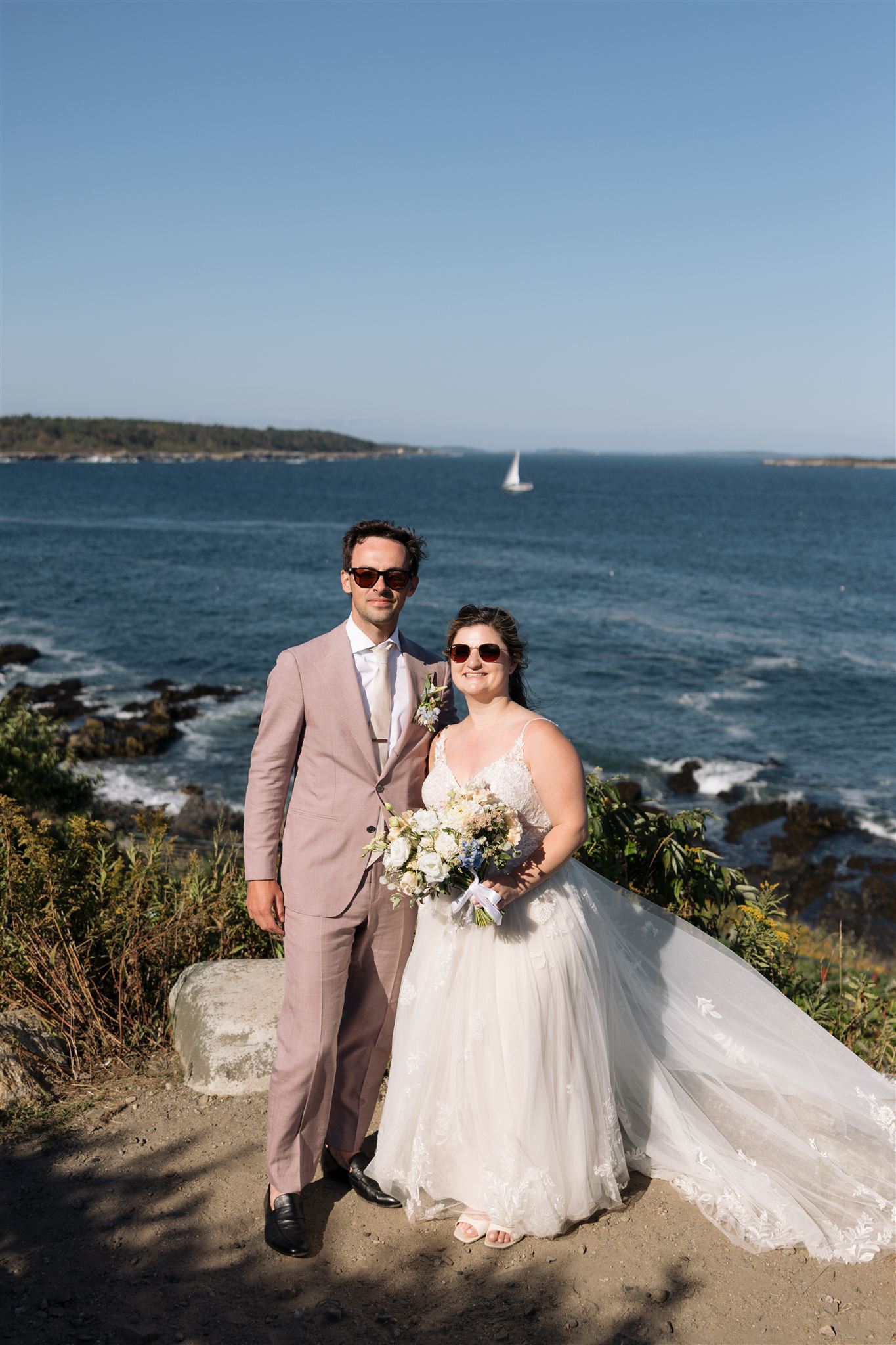 documentary style bride and groom photo from a stunning Portland, Maine wedding day