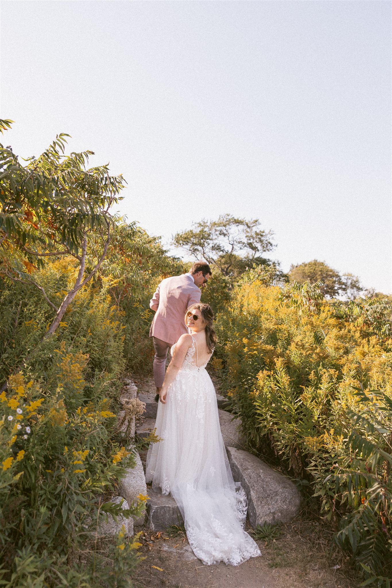 documentary style bride and groom photo from a stunning Portland, Maine wedding day