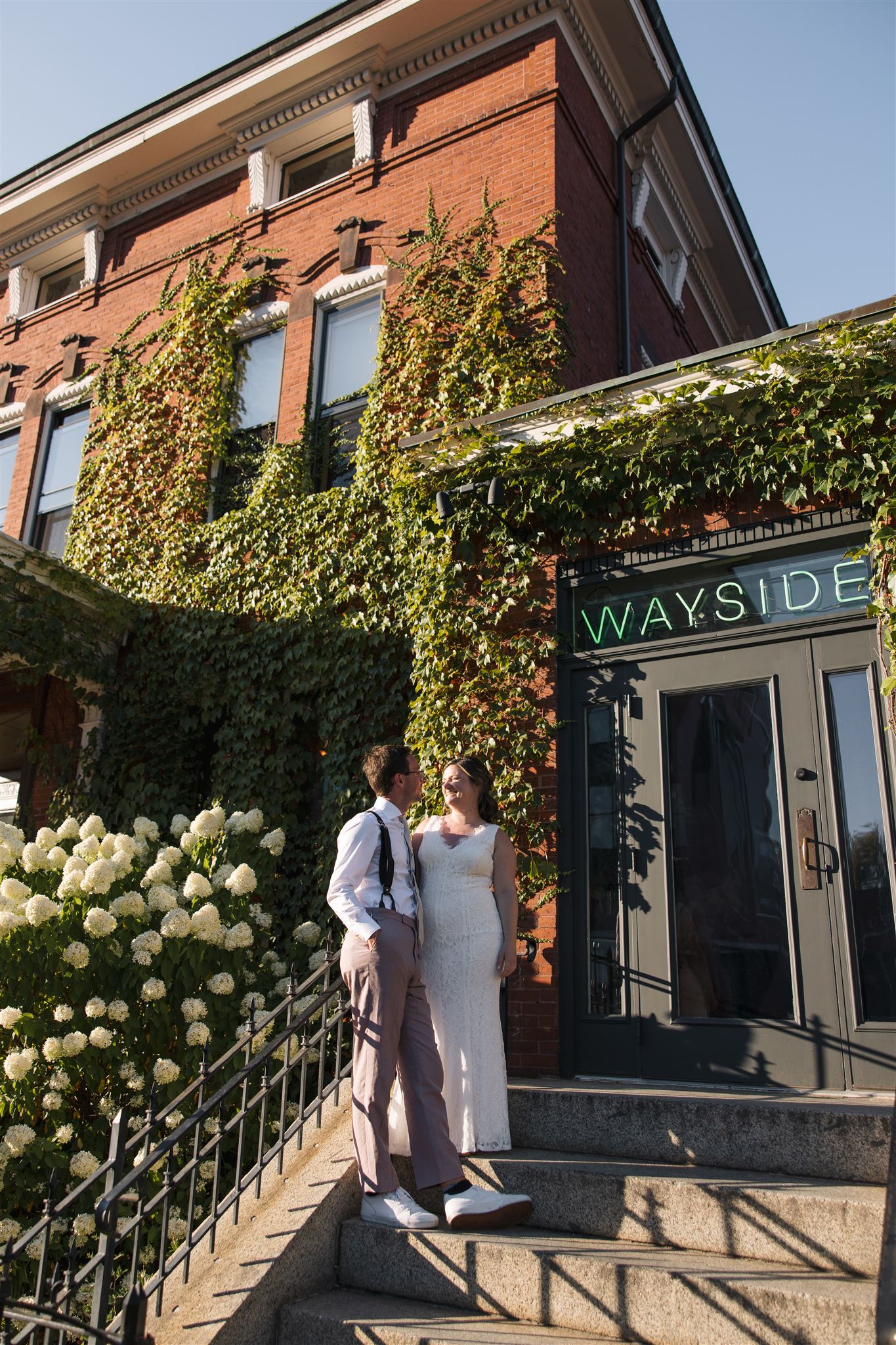 documentary style bride and groom photo from a stunning Portland, Maine wedding day