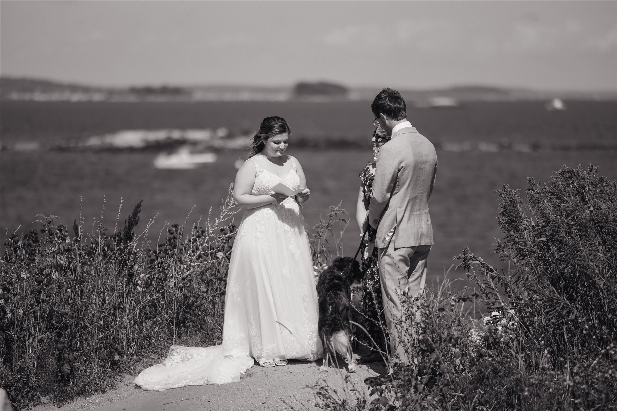 documentary style bride and groom photo from a stunning Portland, Maine wedding day