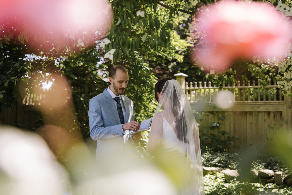 bride and groom have an intimate ceremony with just themselves, captured through the lens of Erica Warren Photography