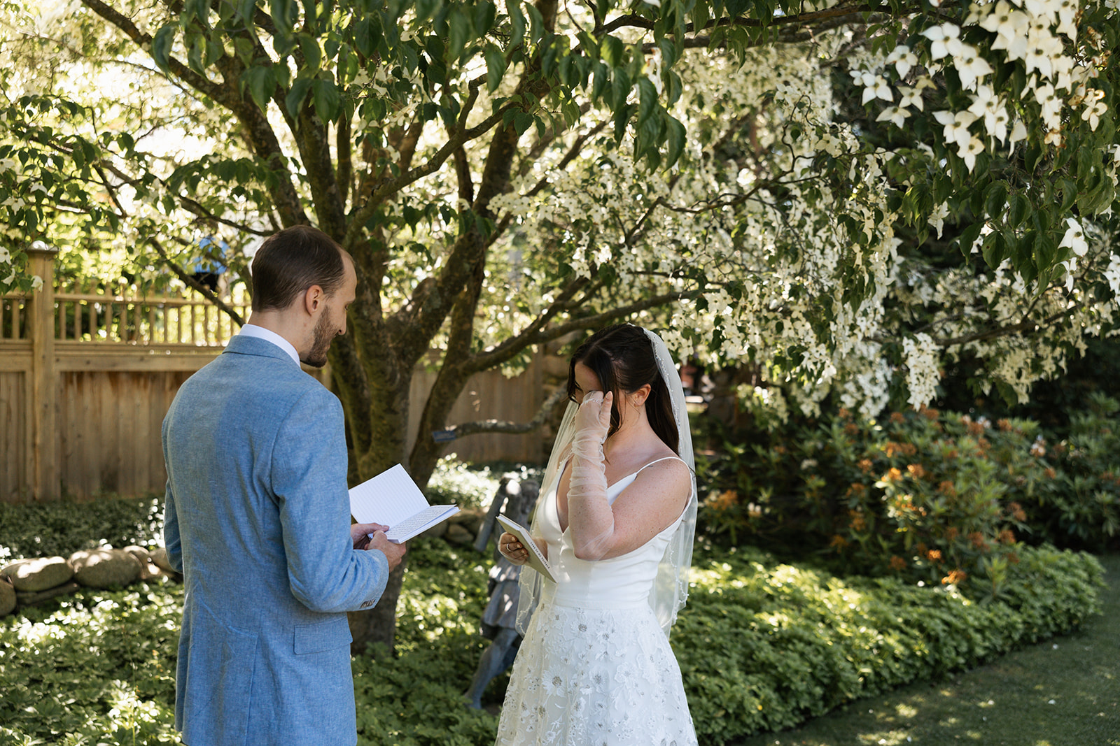 bride and groom have an intimate ceremony with just themselves, captured through the lens of Erica Warren Photography